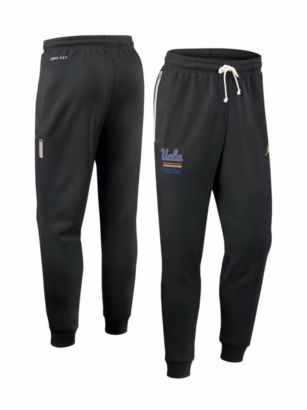 Nike Air Jordan NCAA UCLA College Sweatpants Fleece Black Joggers Mens Large New